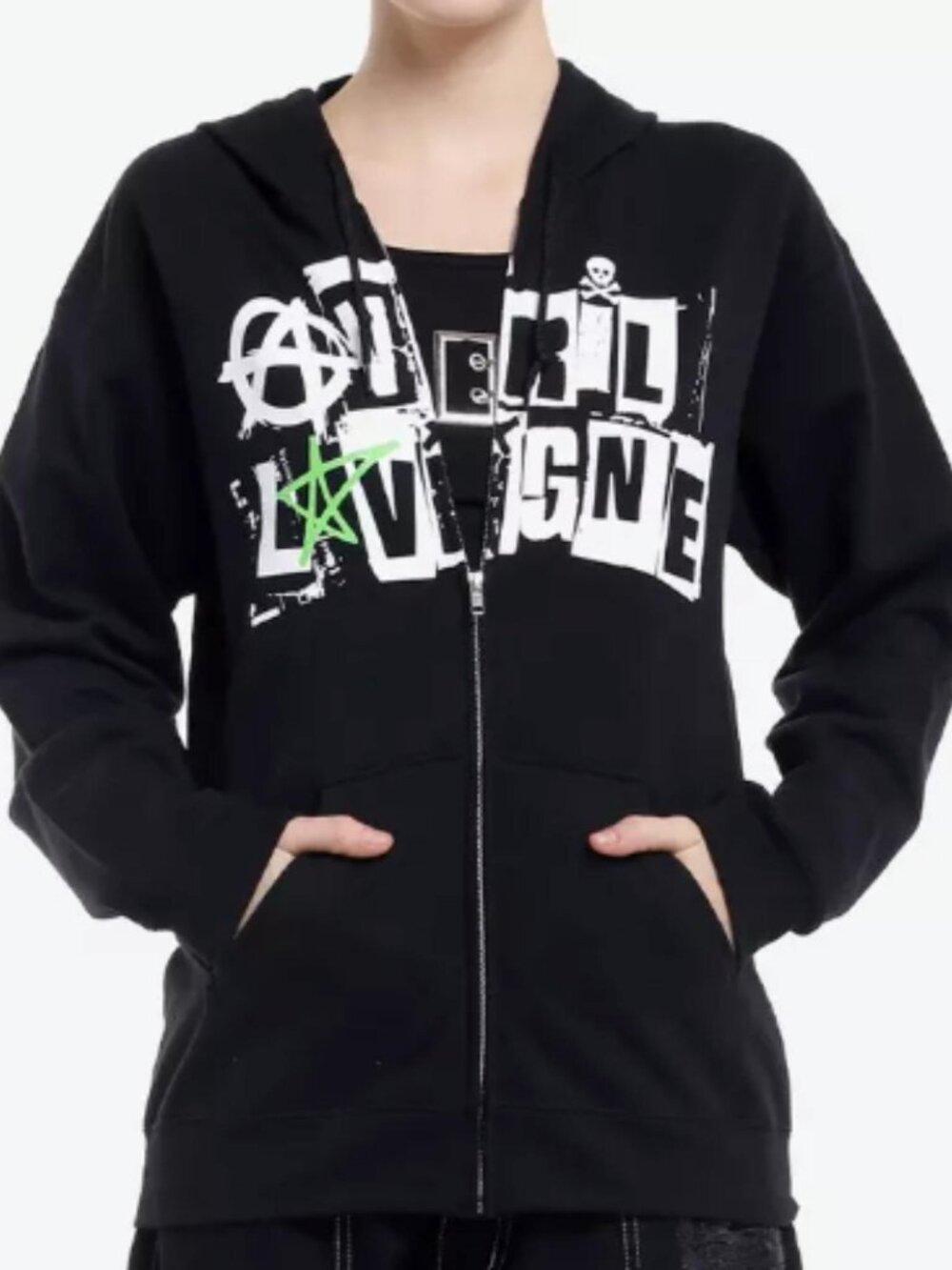 Avril Lavigne Greatest Hits Tour Girls Hoodie black full zip jacket emo pop punk